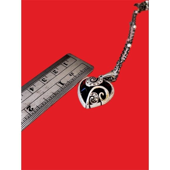 Brighton CUPIDS LOVE Swarovski Crystal Silver Plated Retired Necklace Red Heart - Picture 8 of 9